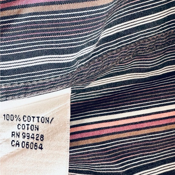 Bugatchi Uomo Button Down Shirt Flip Cuffs Stripes Large Men 100% Cotton Purple - Picture 12 of 12